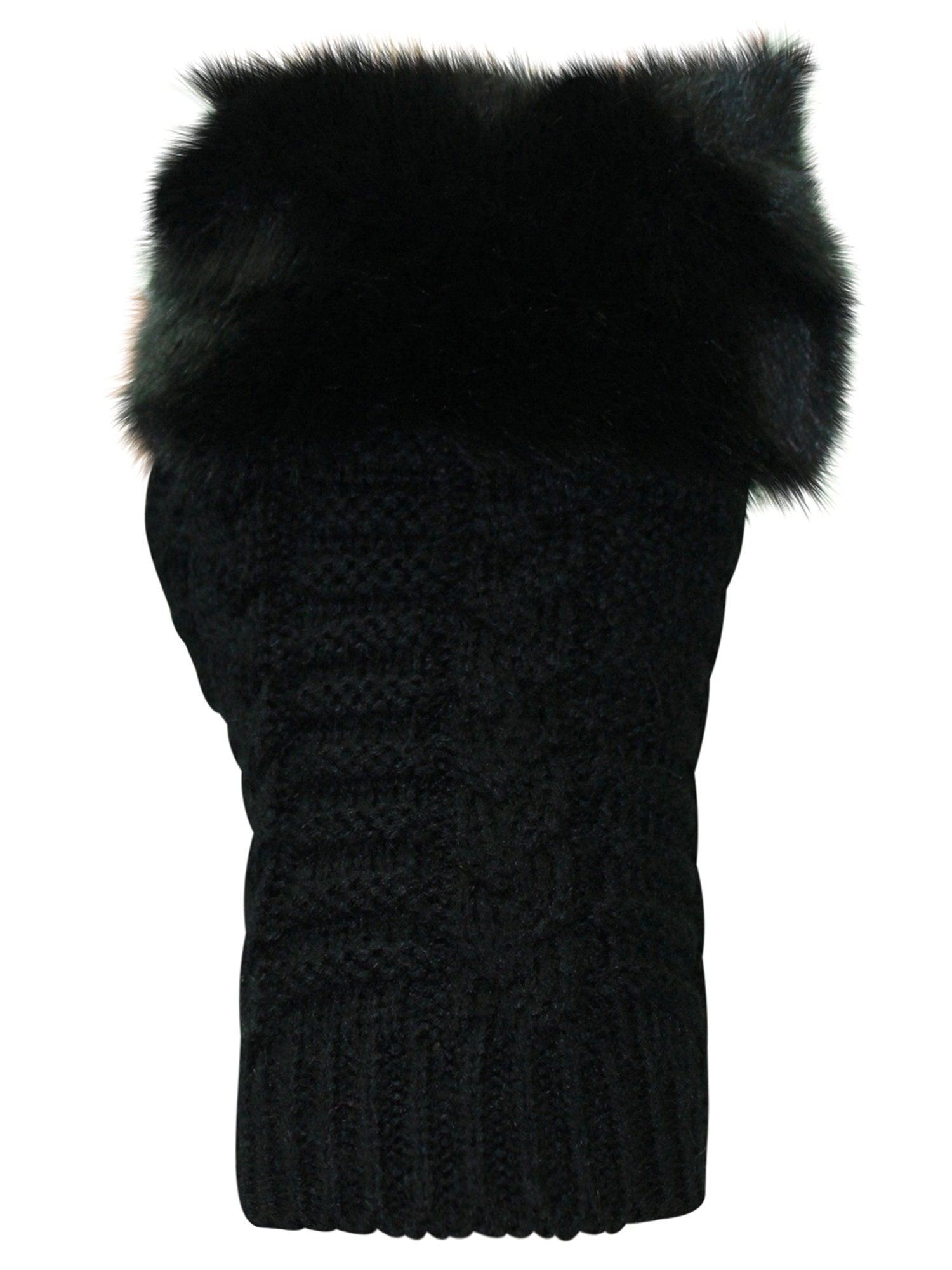 Faux Fur Trim Arm Warmer Fingerless Gloves