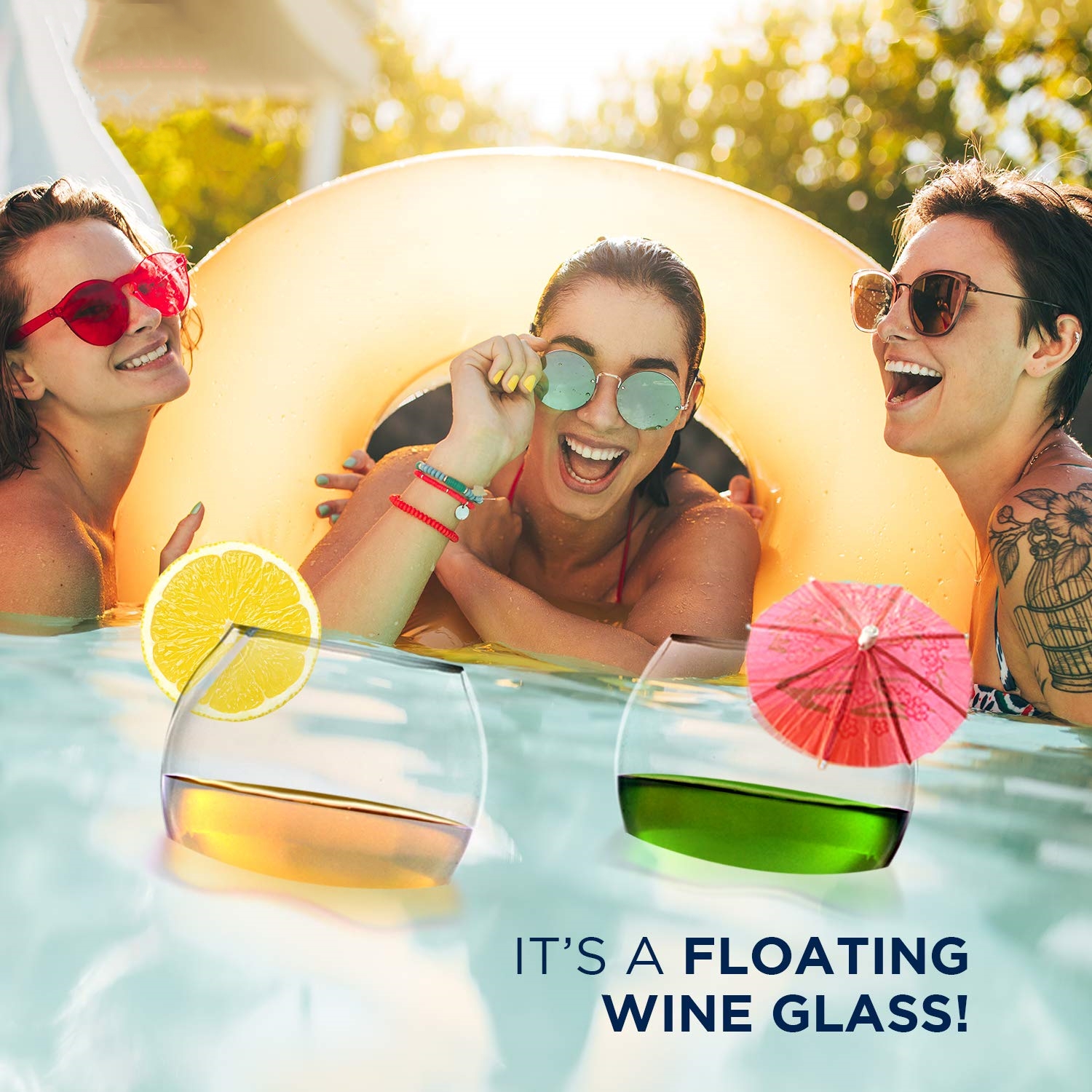 Floating Wine Glasses for Pool (18 Oz | Set of 2)