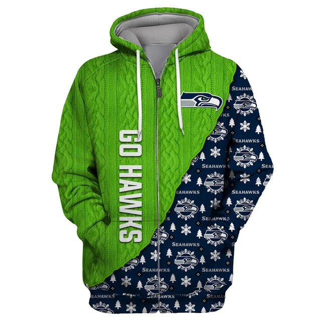 SEATTLE SEAHAWKS 3D CHRISTMAS HOODIE ABC04