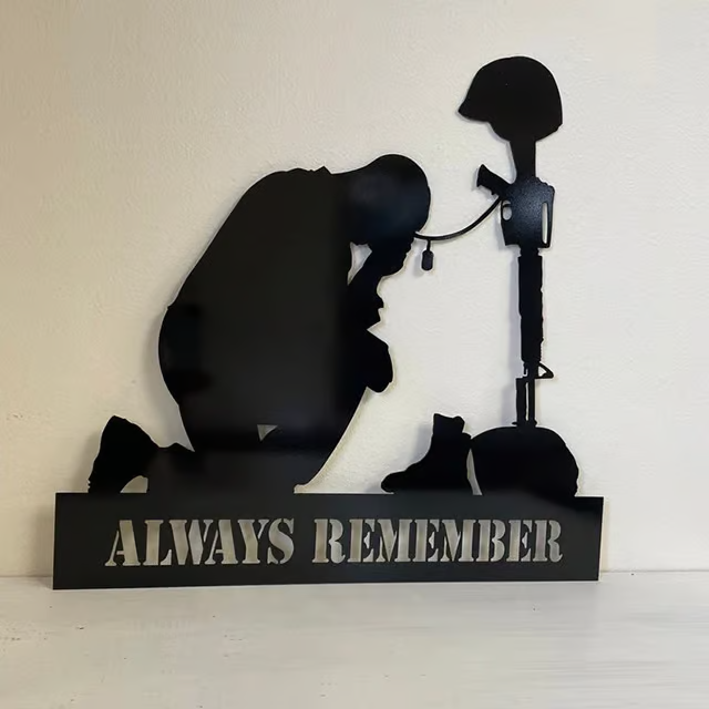 23 x 18in Soldier Memorial Metal Plaque – Outdoor Yard Tribute Decoration
