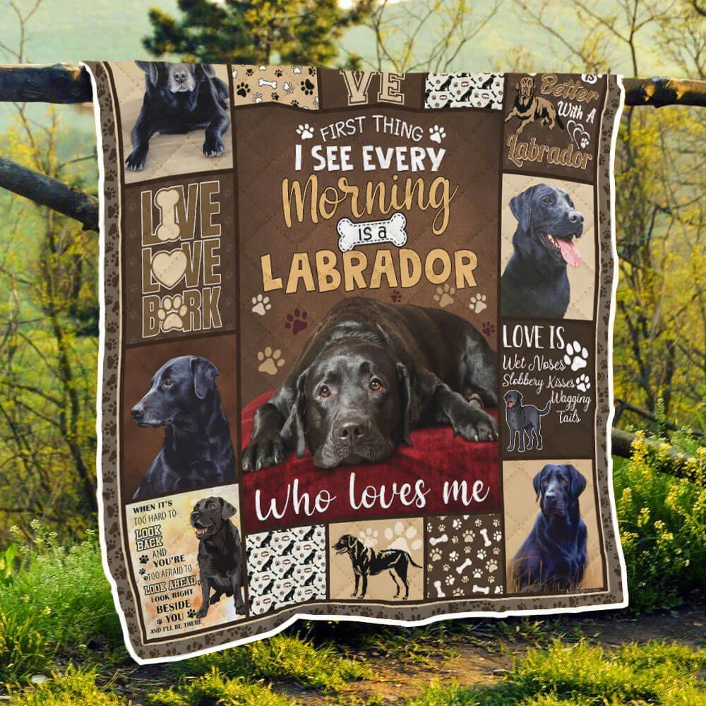 Black Labrador Retriever Quilt Blanket