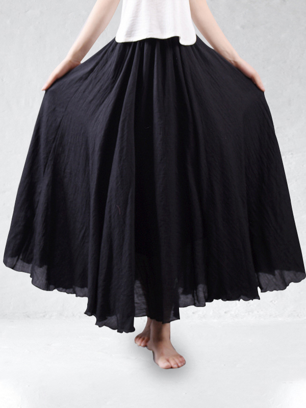 Comfy Cotton & Linen Flowy Wide Skirt