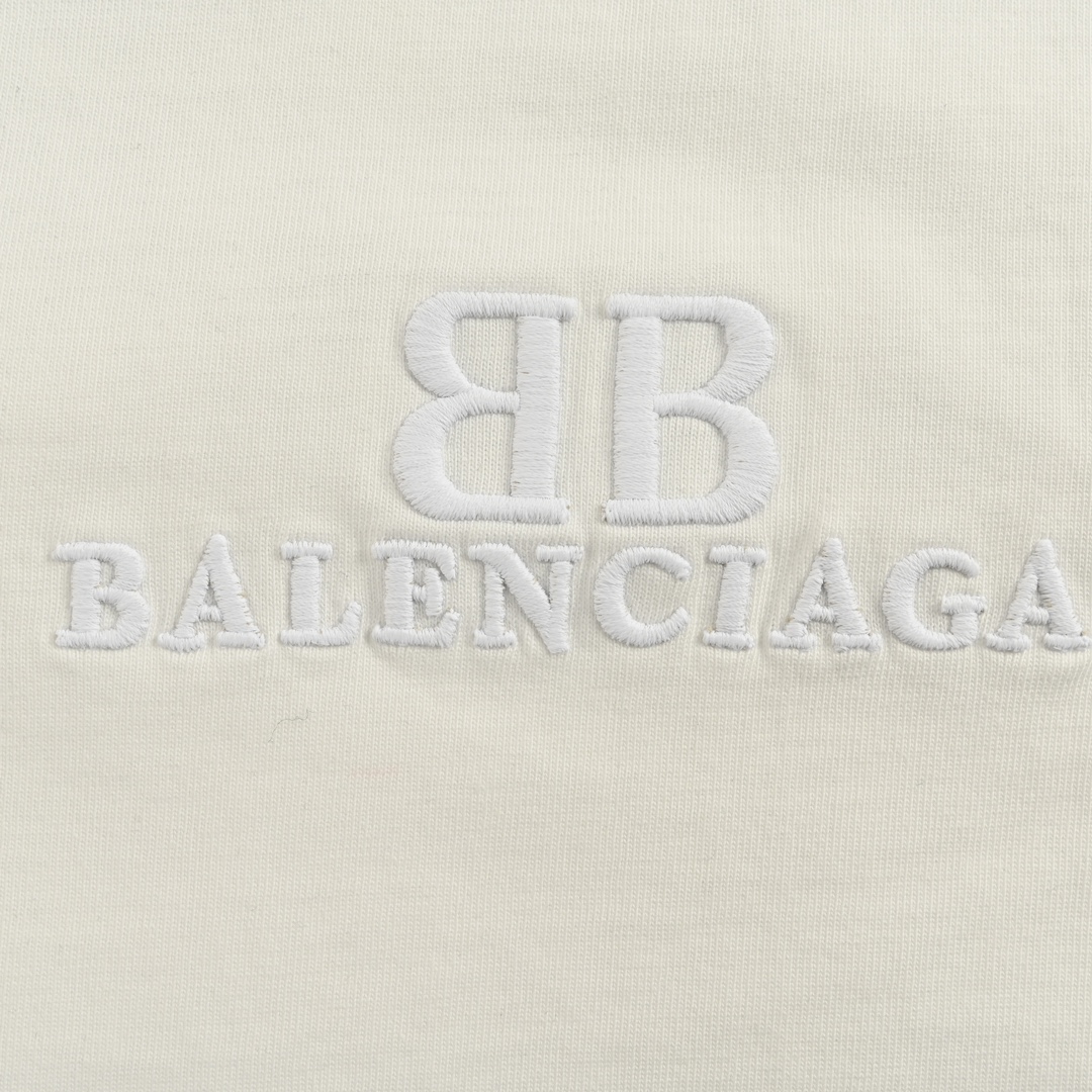 Balenciaga 24ss destroyed hem tassel double B embroidered short sleeves