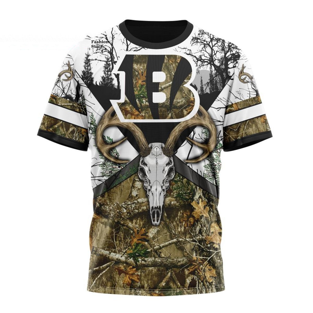 CINCINNATI BENGALS DEER SKULL AND FOREST 3D HOODIE