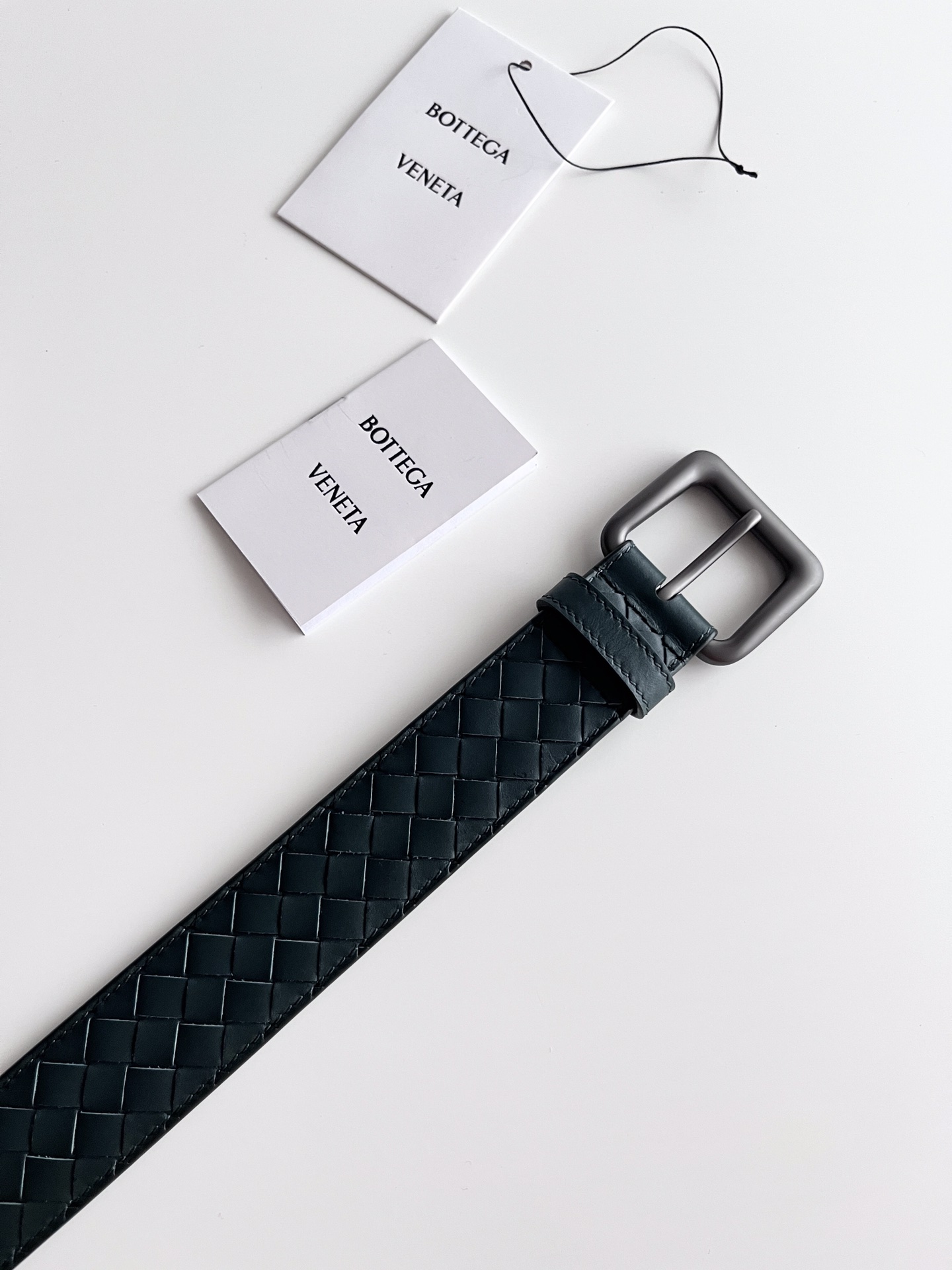 Bottega Veneta frosted pin buckle woven cowhide double-sided belt 3.5cm wide