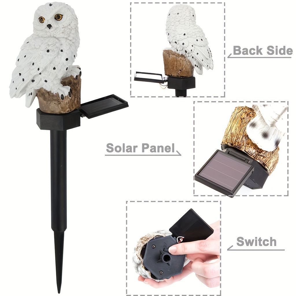1pc Garden Solar Lights Outdoor Decorative Resin Owl Solar LED Lights With Stake For Garden Lawn Pathway Yard Decortion