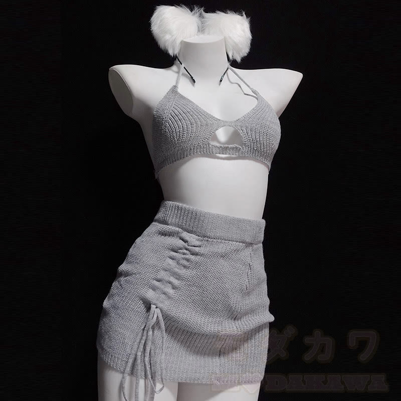 Sexy Hollow Out Lace-up Sweater Lingerie