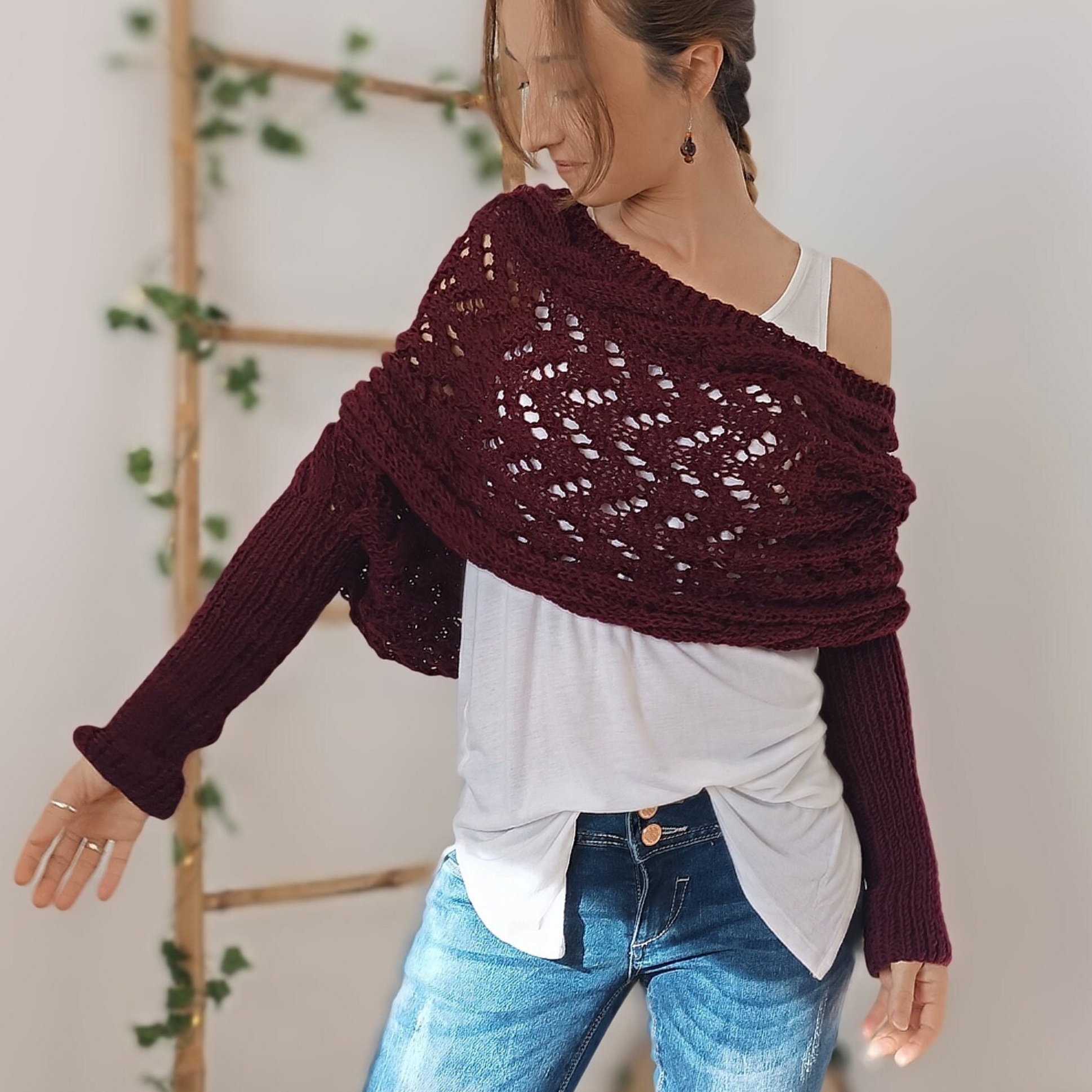 ON SALE🔥Scarf With Sleeves, Knitted Cable Wrap
