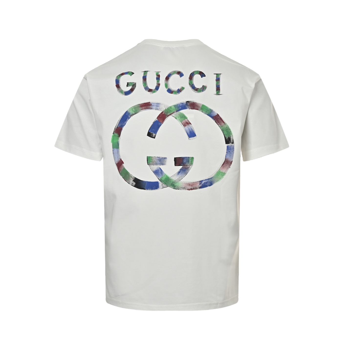 Gucci 25ss graffiti hand-painted double G print short sleeve