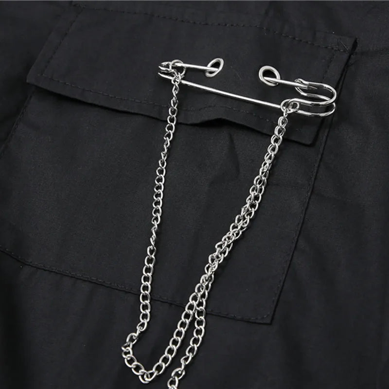 Gothic Button-Up Shirt with Pin