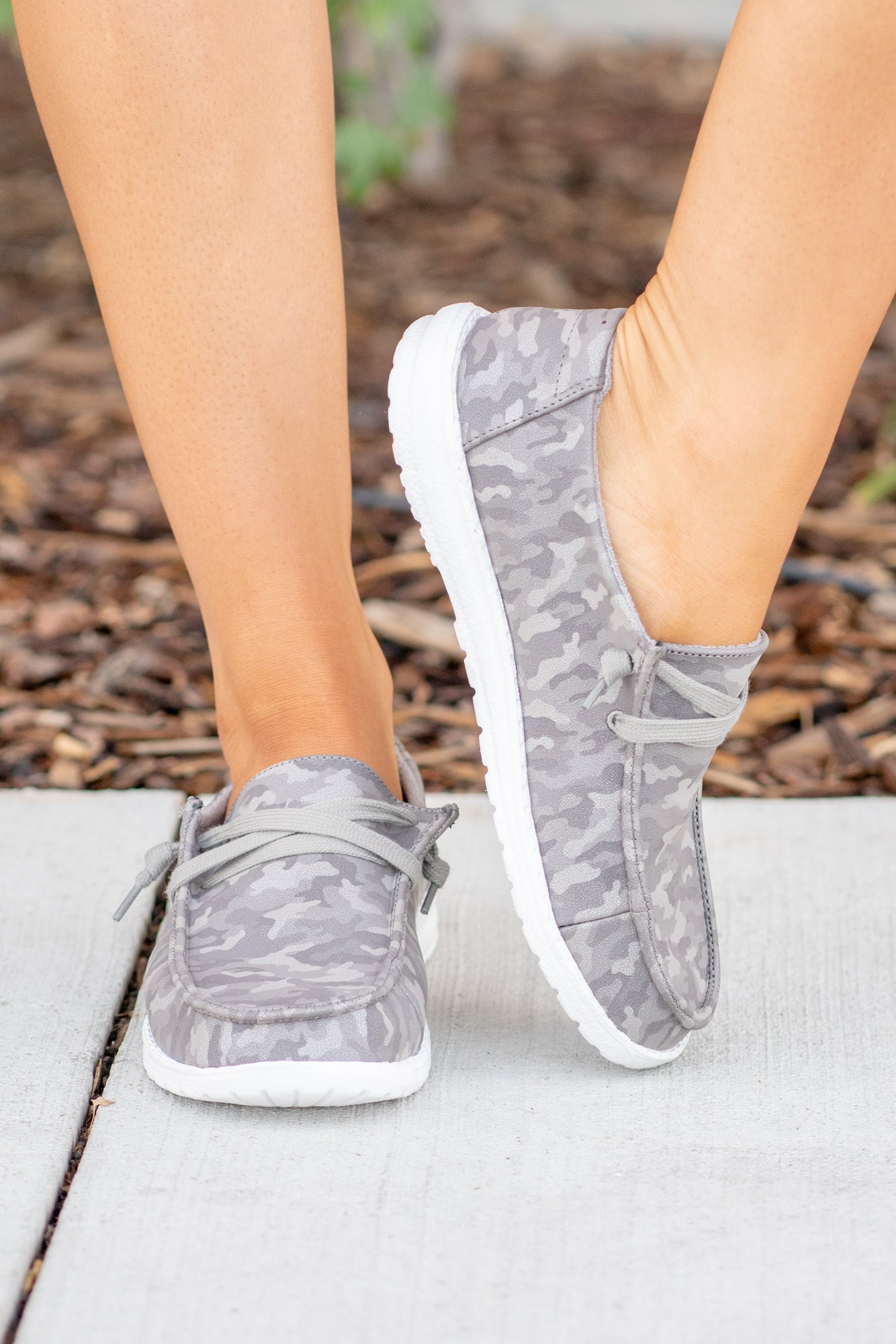 River Camo Print Boat Shoes - Grey