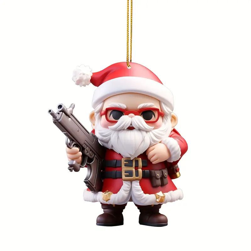 Badass Santa Ornament – Action-Packed Christmas Decor