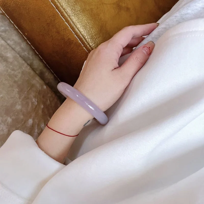 Natural Light Purple Jade For Women Bracelet Purple Crystal Flat Ice Jade Bracelet Fashion Women's Jewelry Mother's Day Gift
