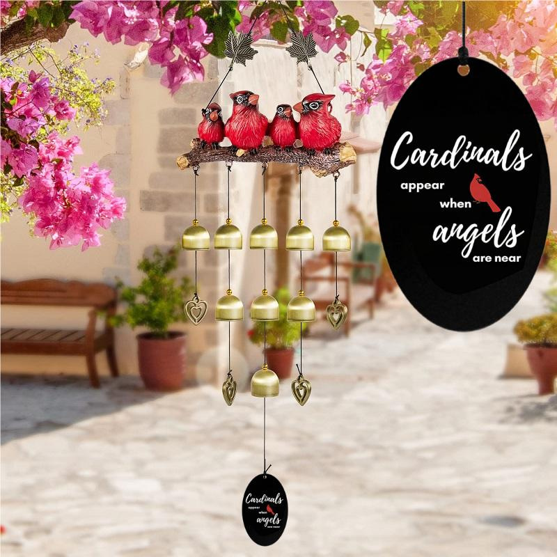 (🔥Last Day Clearance Sale-SAVE 50% OFF)Gardenvy Cardinal Wind Chime for Garden, Backyard, Church, Red-BUY 2 FREE SHIPPING