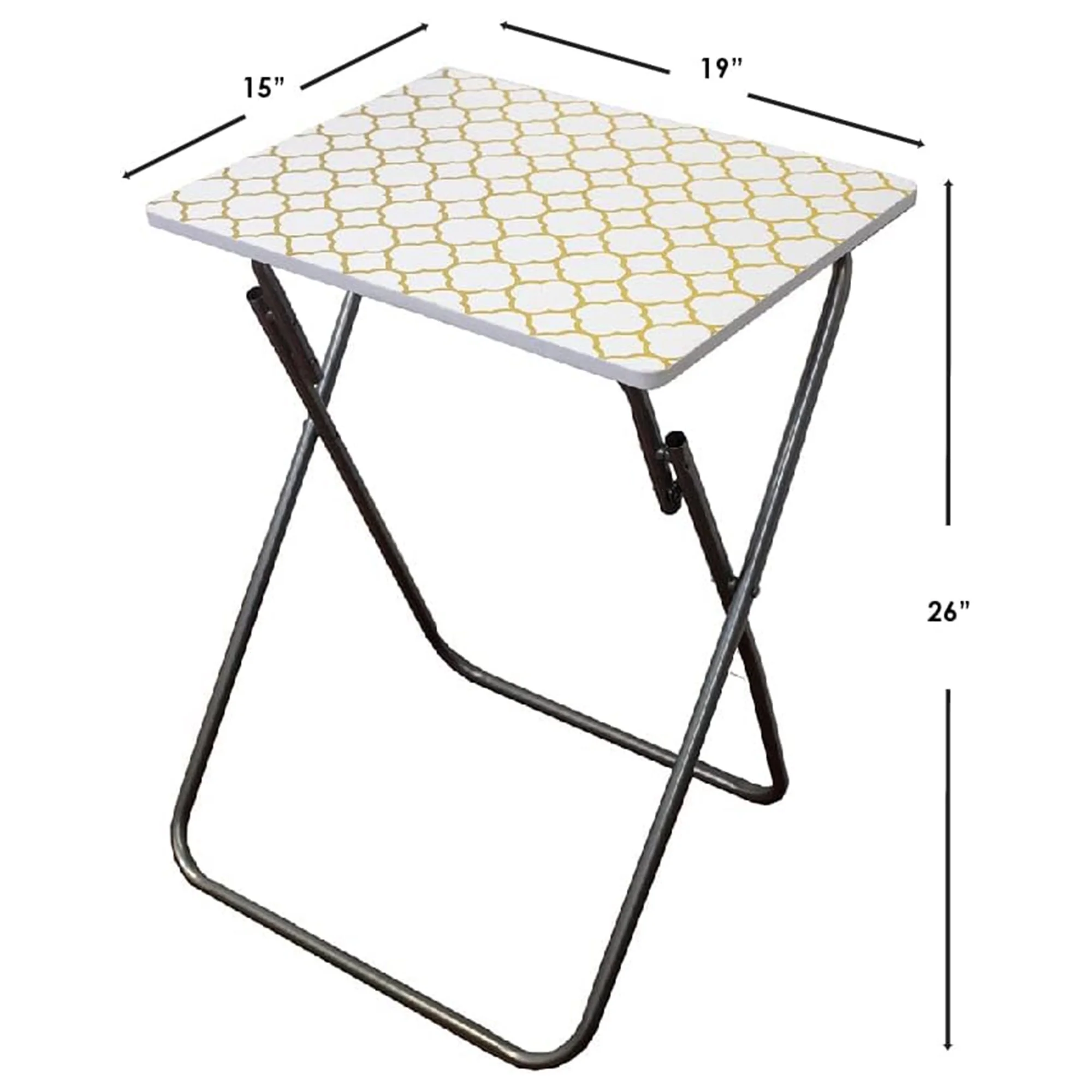 Home Basics Multi-Purpose Folding Table, Scallop Mettalic Silver, 15x19x25.5 Inches
