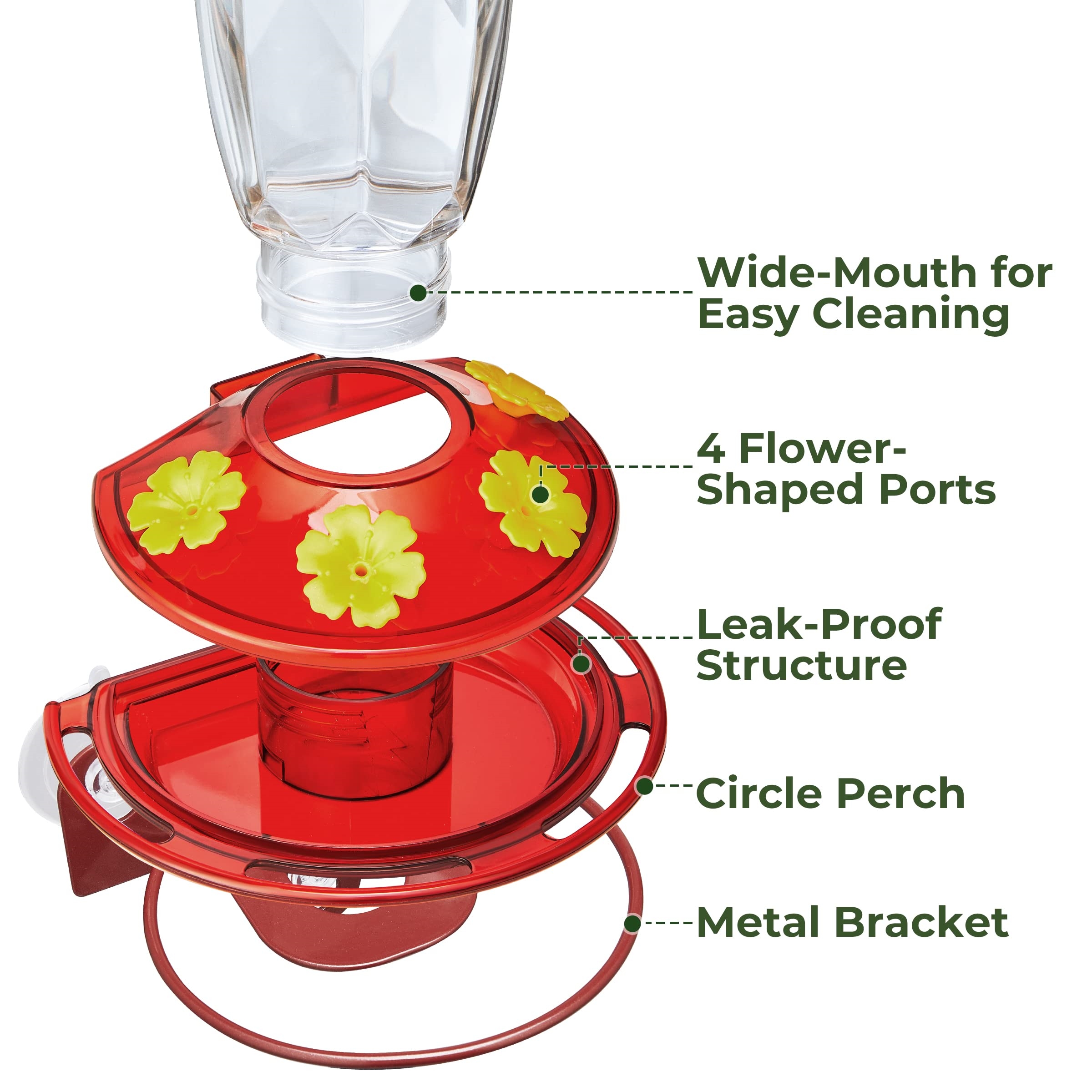 🔥On Sale🔥Window & Wall Mounted Hummingbird Feeder 🐦🌸 16 Oz Leak Proof & 4 Bee Proof Feeding Ports