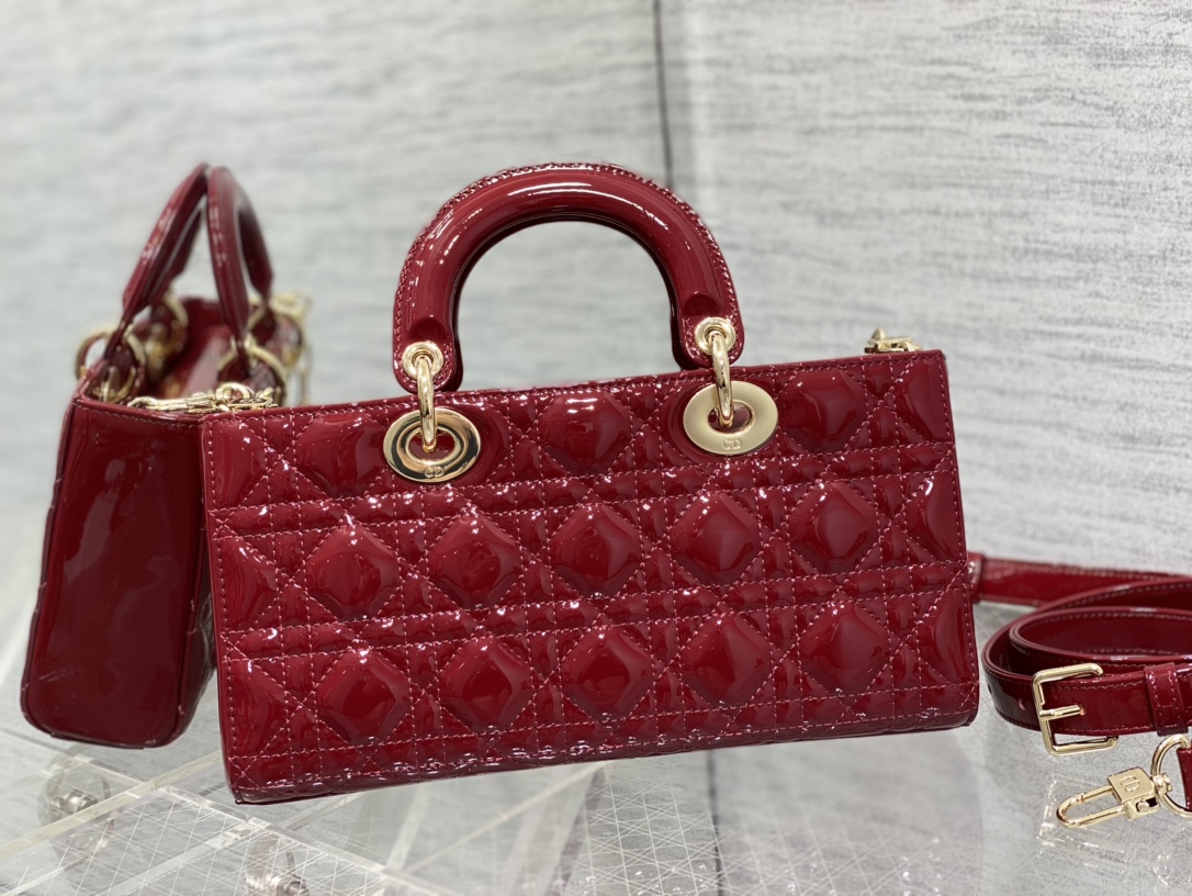 Dior D-joy Medium Patent Leather Bag