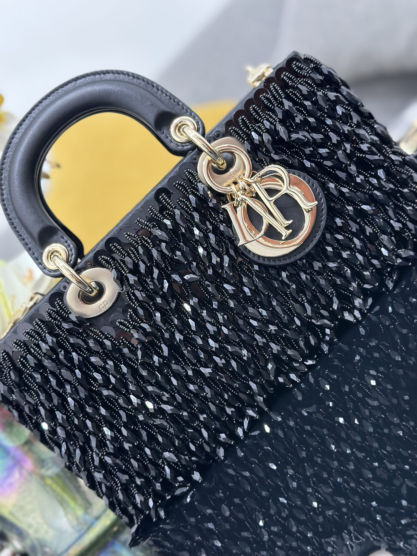 Dior Lady D-Joy Medium Embroidered Tassel Black M0540