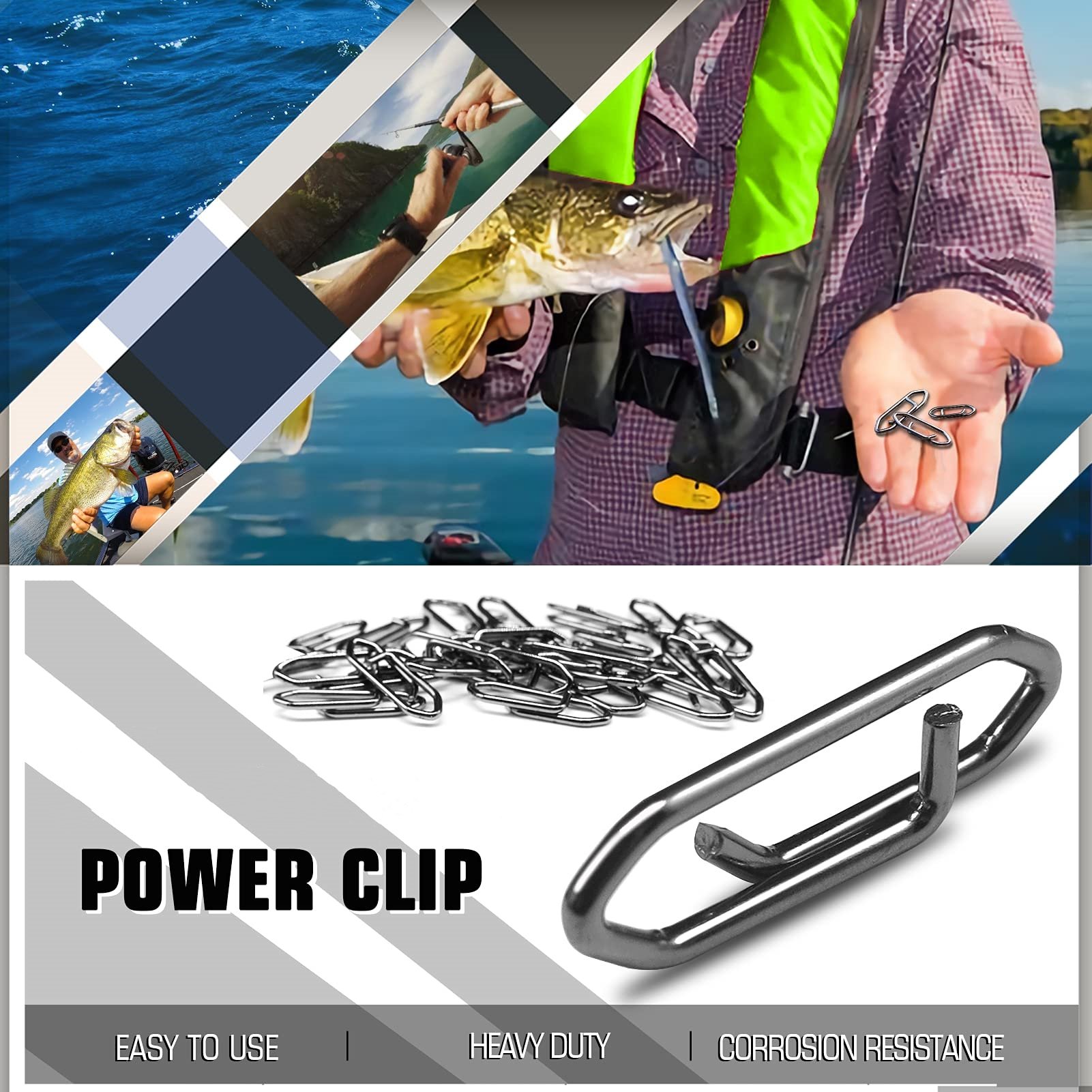 💥Stainless Connector Snaps Swivels Tackle Steel Power Fishing Clip