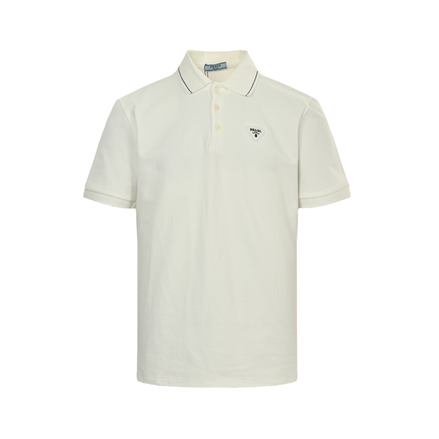 Prada 25ss Polo short sleeve with contrasting embroidery on the chest triangle logo
