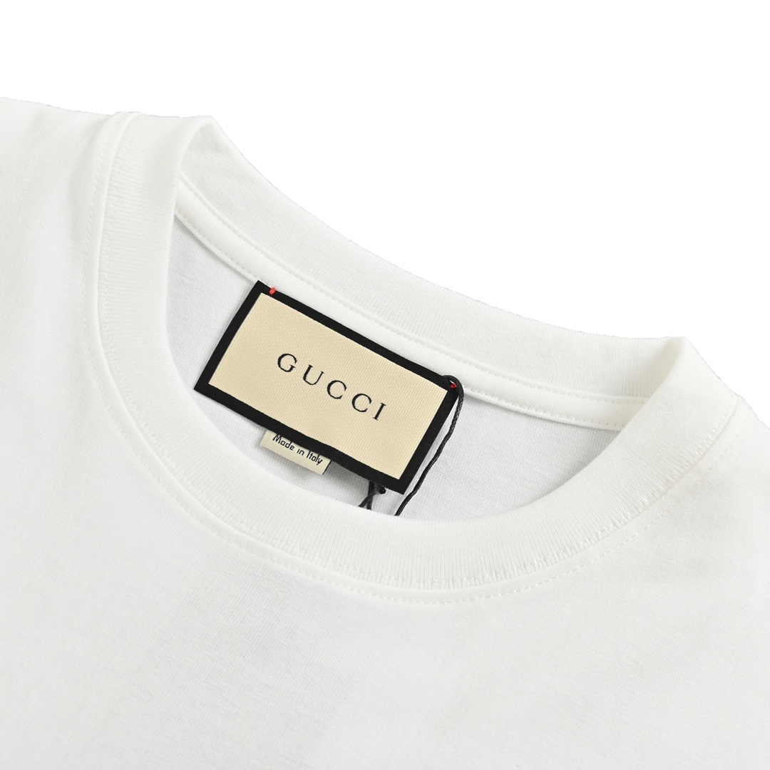 Gucci 24ss flame lettering logo print short sleeves