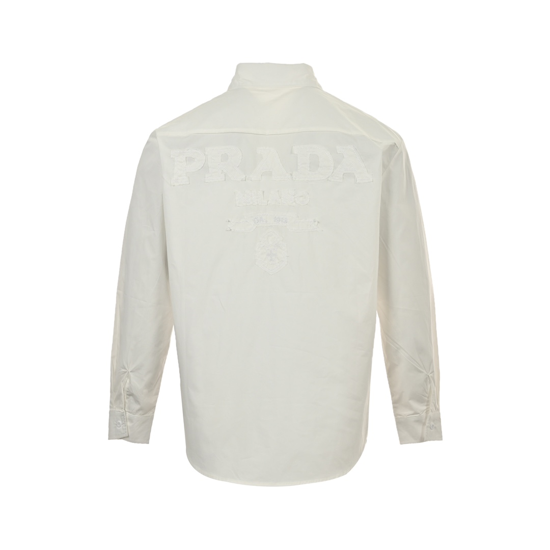 Prada 24Fw back patch lettering long-sleeved shirt