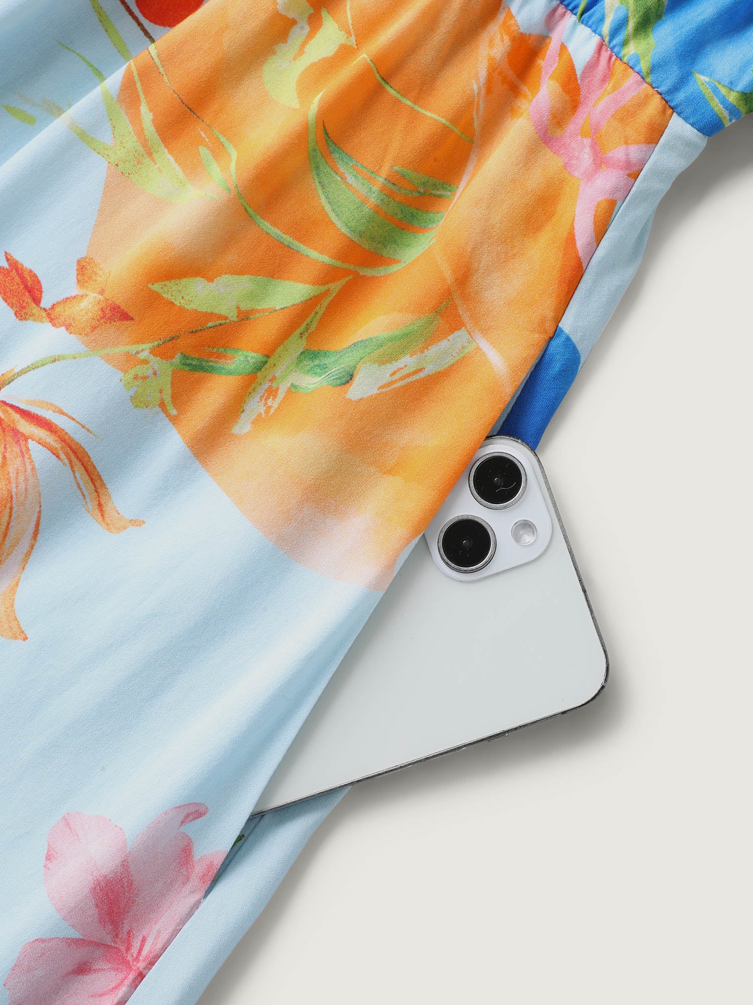 Rayon Floral Print Pockets Midi Dress