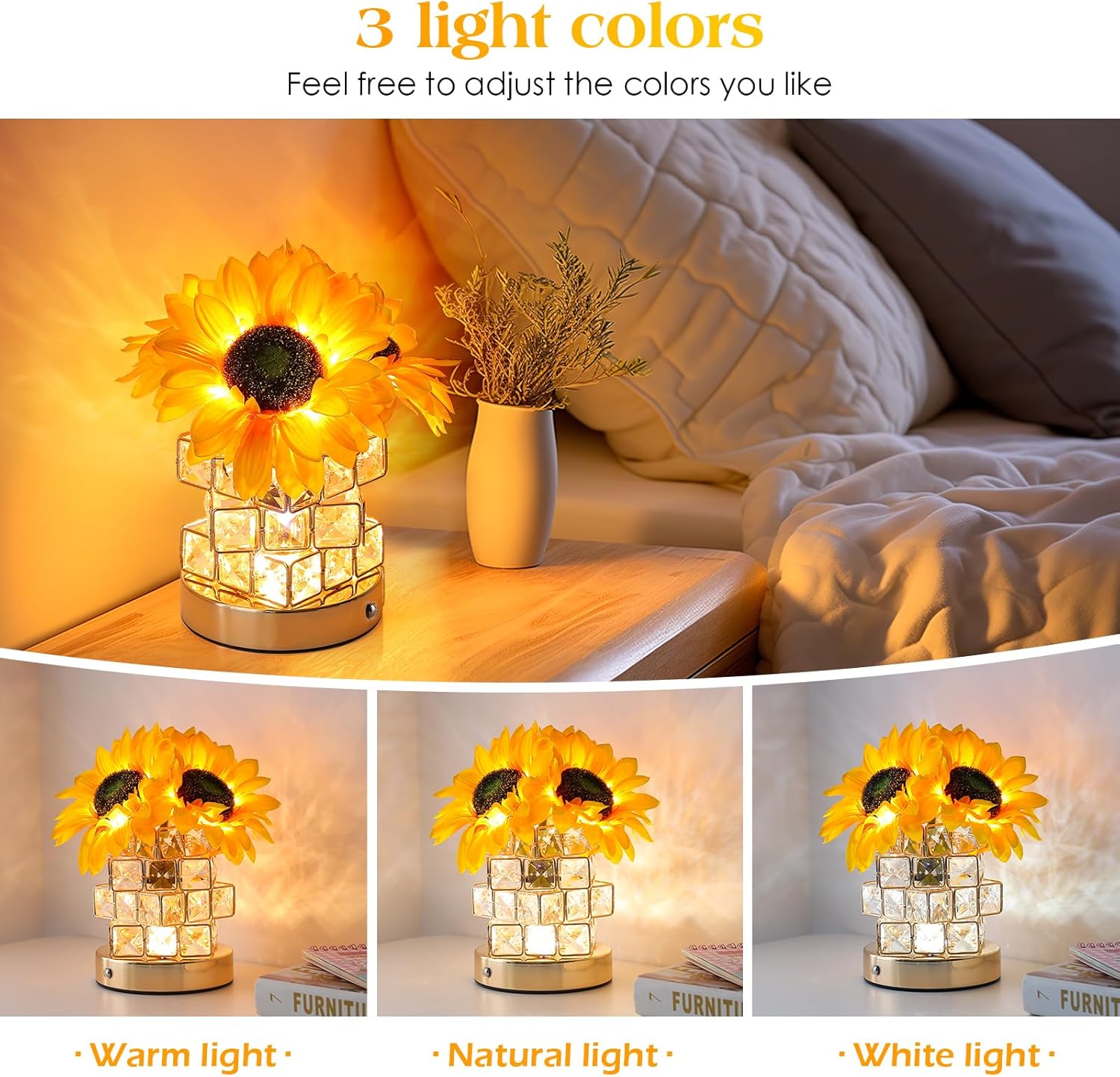 🔥ON SALE🔥Rechargeable Cordless Touch Sunflowers Flower Lamp
