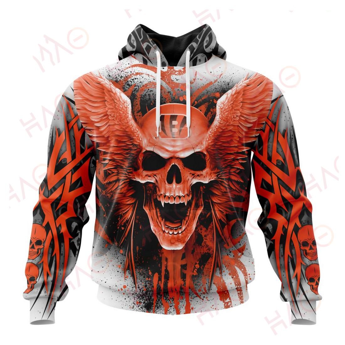 CINCINNATI BENGALS 3D HOODIE SKULL ART
