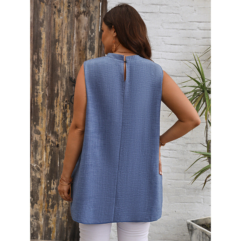 Plus Size Best Seller in Half Turtleneck Sleeveless Top Shirt Women Clothing Irregular Asymmetric Design Shirt Women