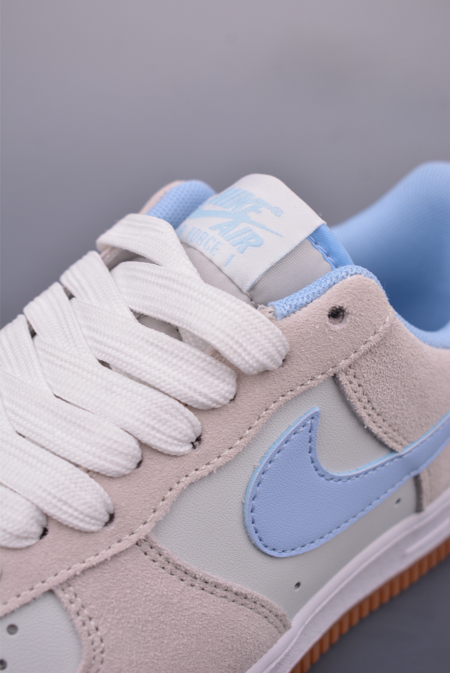 Nike Air Force 1'07 Low Sneakers White Gray Blue Raw Rubber Sole IB6388-002