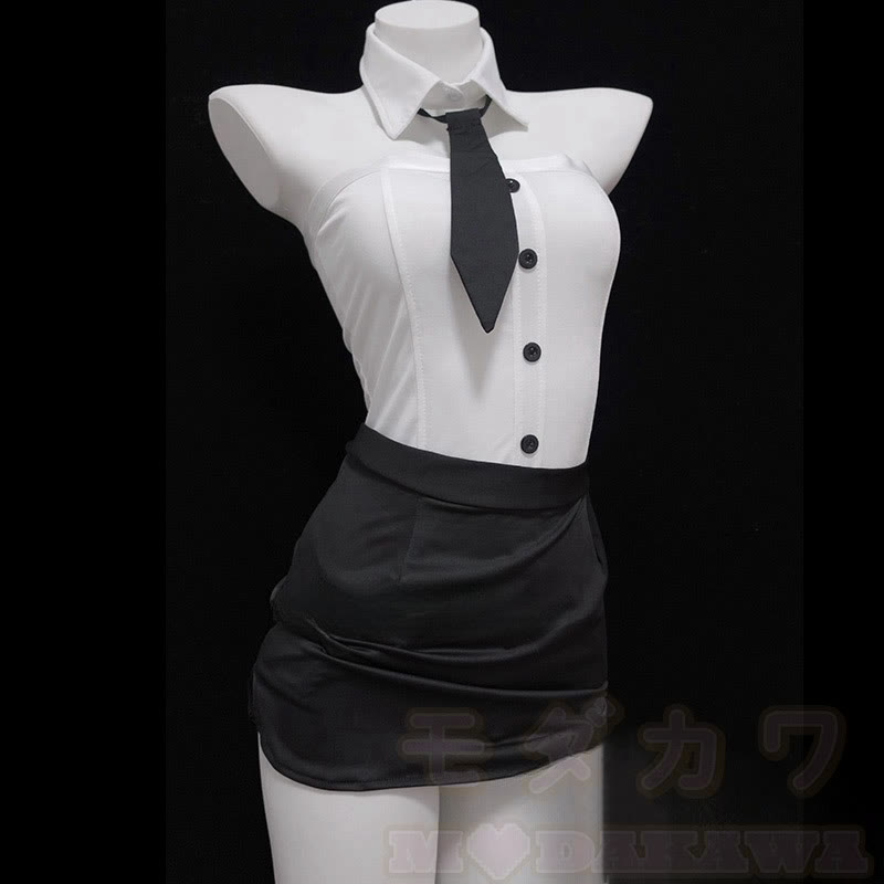 Strapless OL Uniform Lingerie Stockings Set