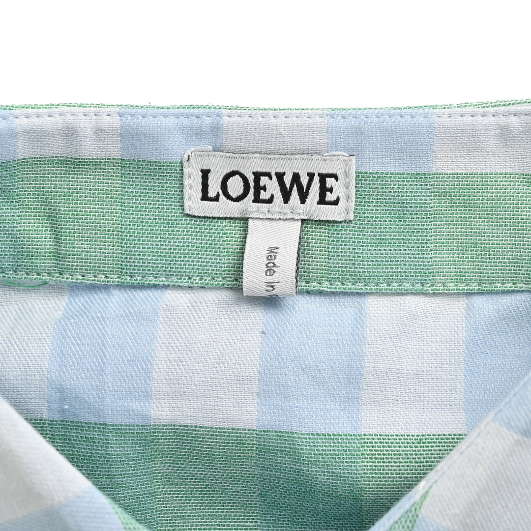 Loewe 24Fw mint mambo green check shirt