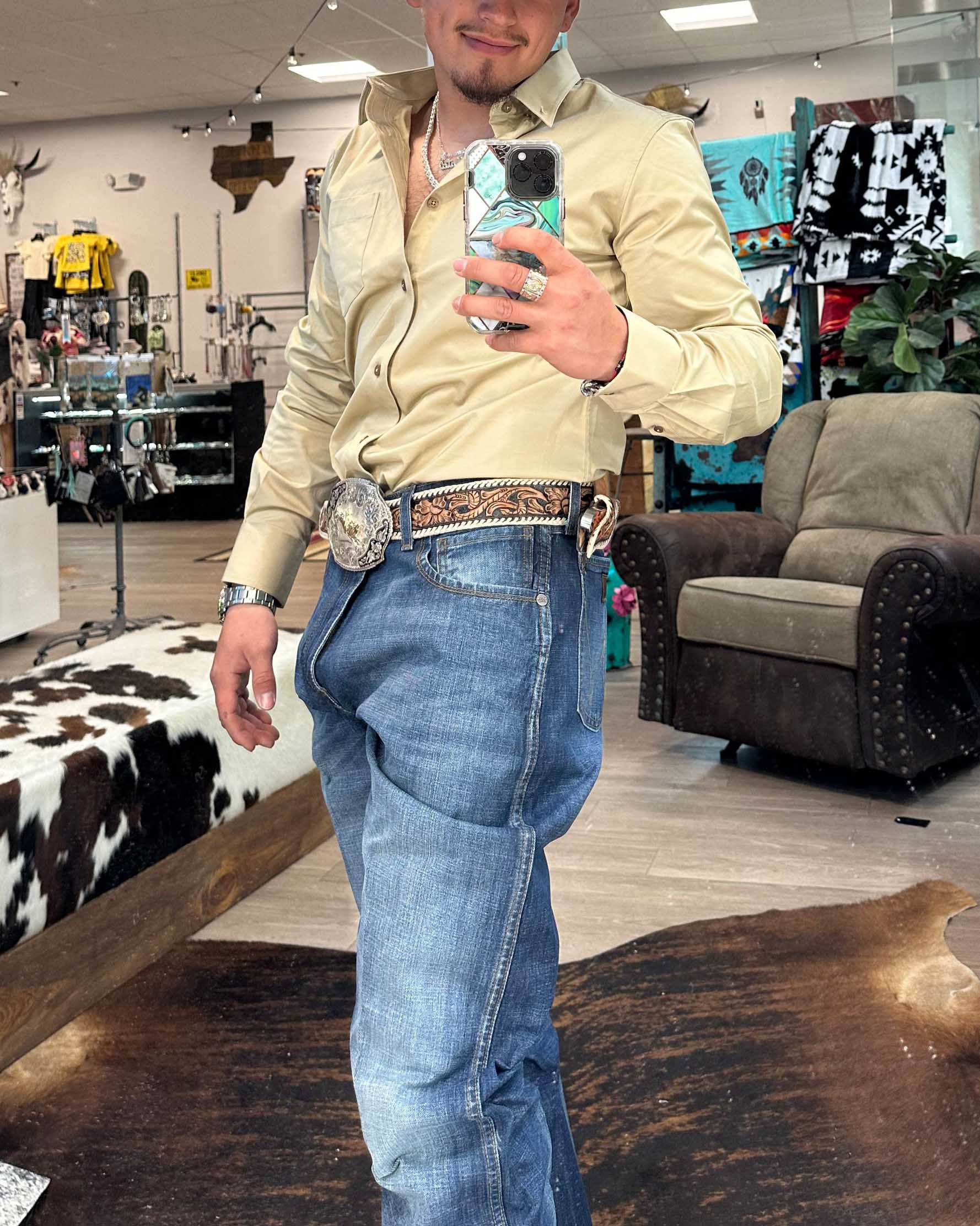 Men's Casual Retro Solid Color Long Sleeve Shirt