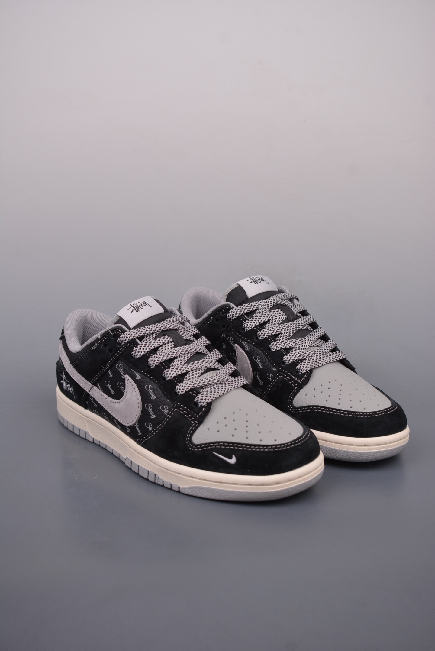 Stussy x Nike By You SB Dunk Low Retro SP Black Grey Embroidery XX3168-201