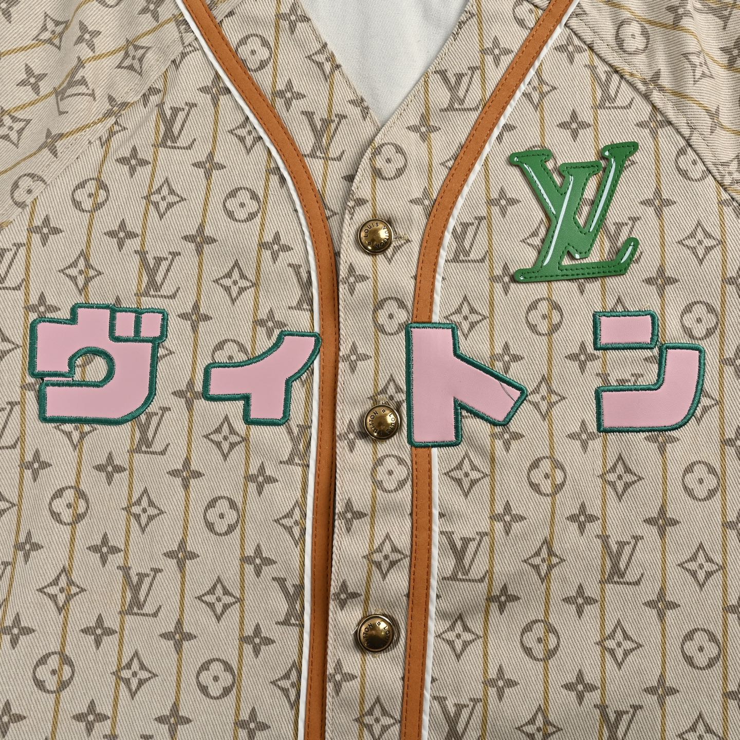 Louis Vuitton 25ss catwalk collaboration embroidered short-sleeved baseball shirt