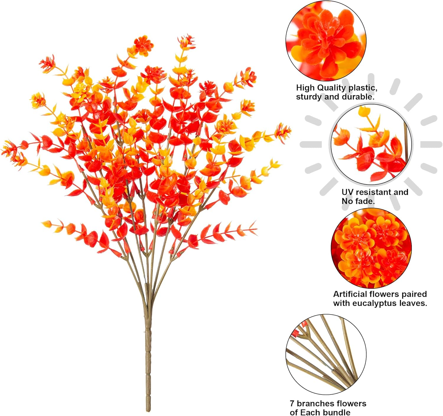5 Bundles Artificial Fall Flowers No Fade Faux Autumn Plants
