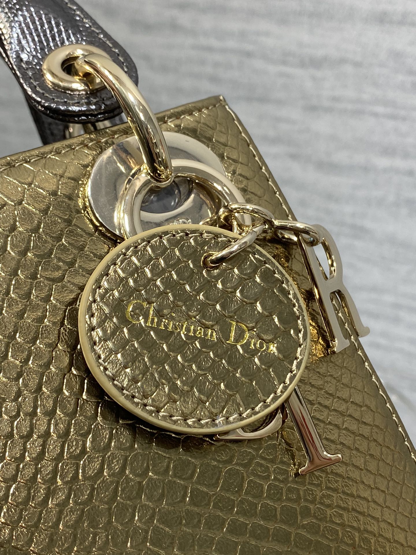 Dior Lady three-grid rare snakeskin Princess Diana bag