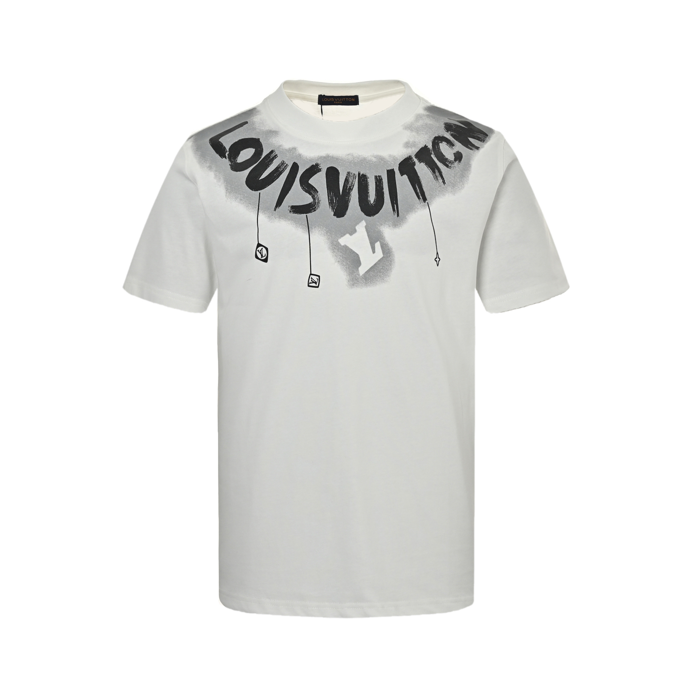 Louis Vuitton 25ss neckline graffiti lettering print short sleeves