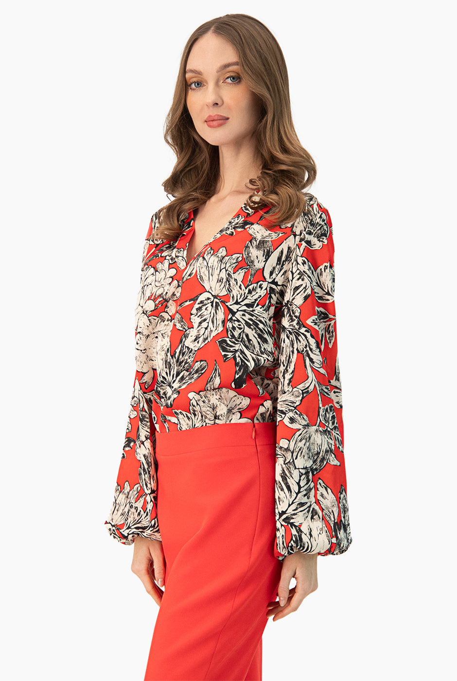 Blusa escote en V y estampado