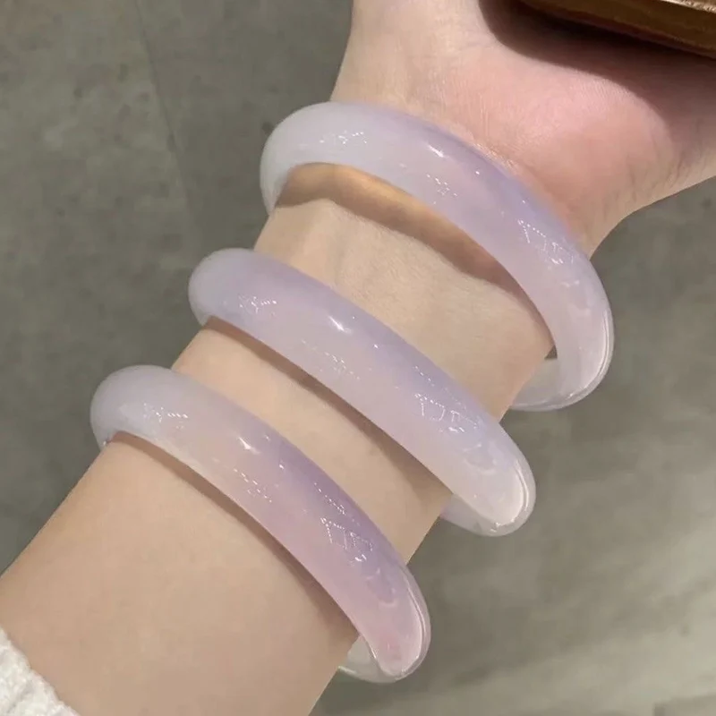 Natural Light Purple Jade For Women Bracelet Purple Crystal Flat Ice Jade Bracelet Fashion Women's Jewelry Mother's Day Gift