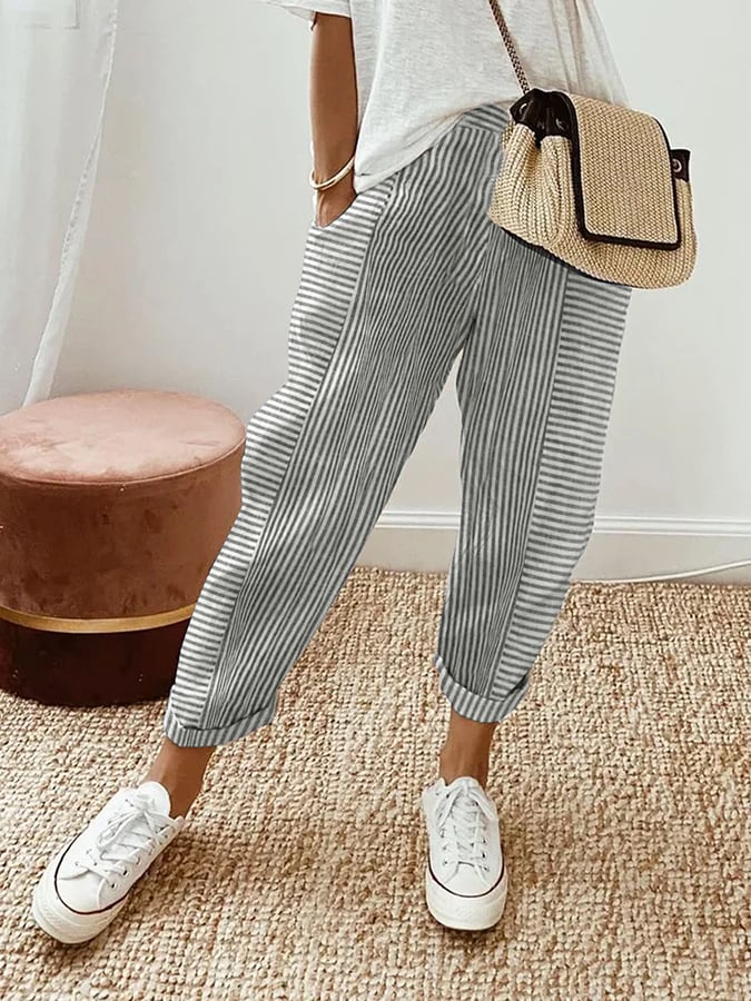 Jacquard Striped Paneled Loose-Fitting Track Pants
