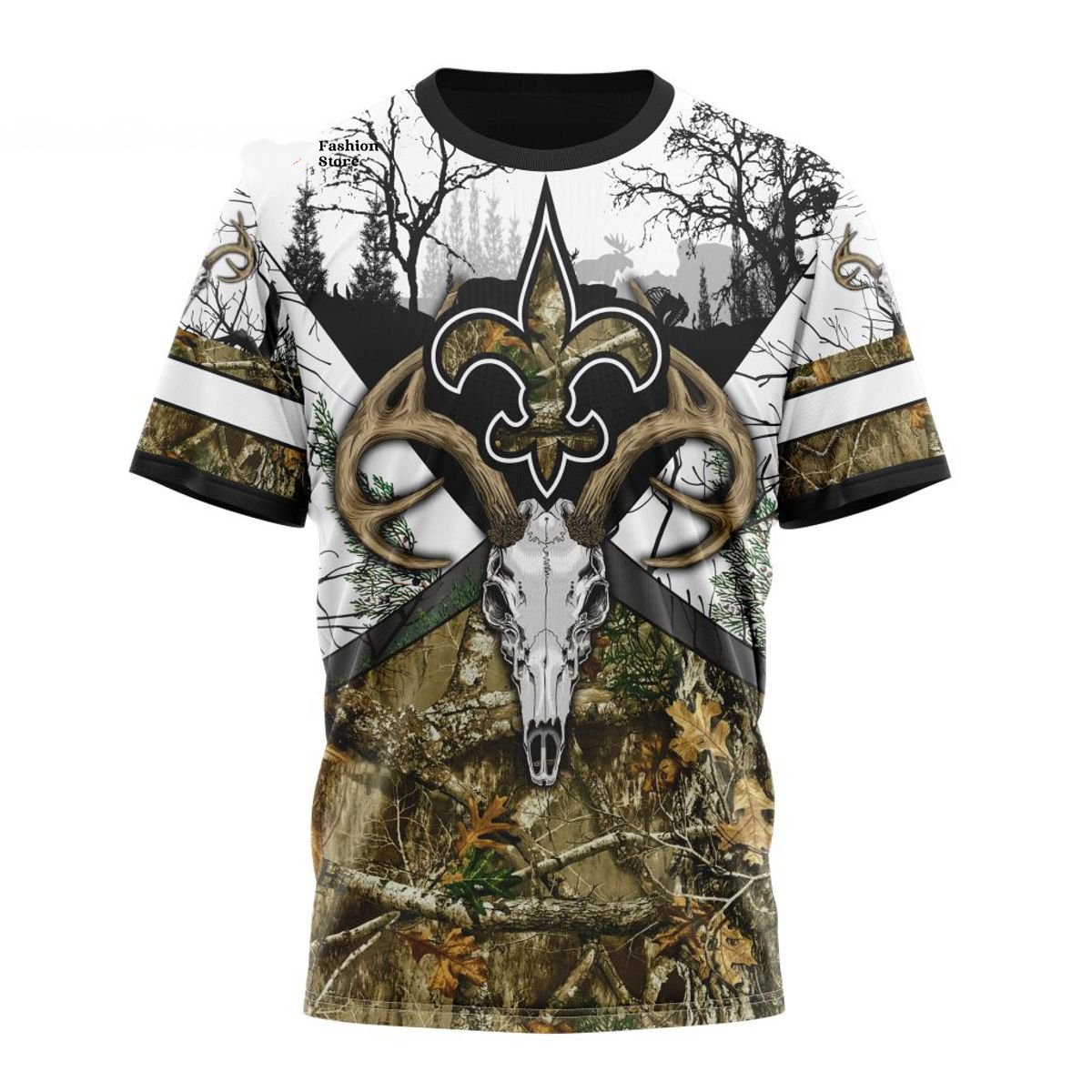 NEW ORLEANS SAINTS DEER SKULL AND FOREST 3D HOODIE