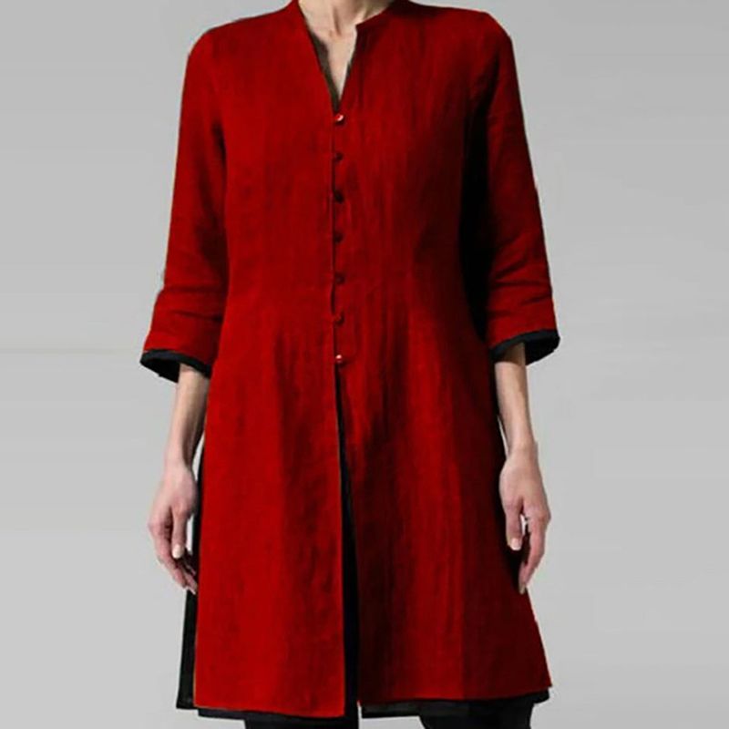 Three-quarter Sleeve Button Down Casual Shirt