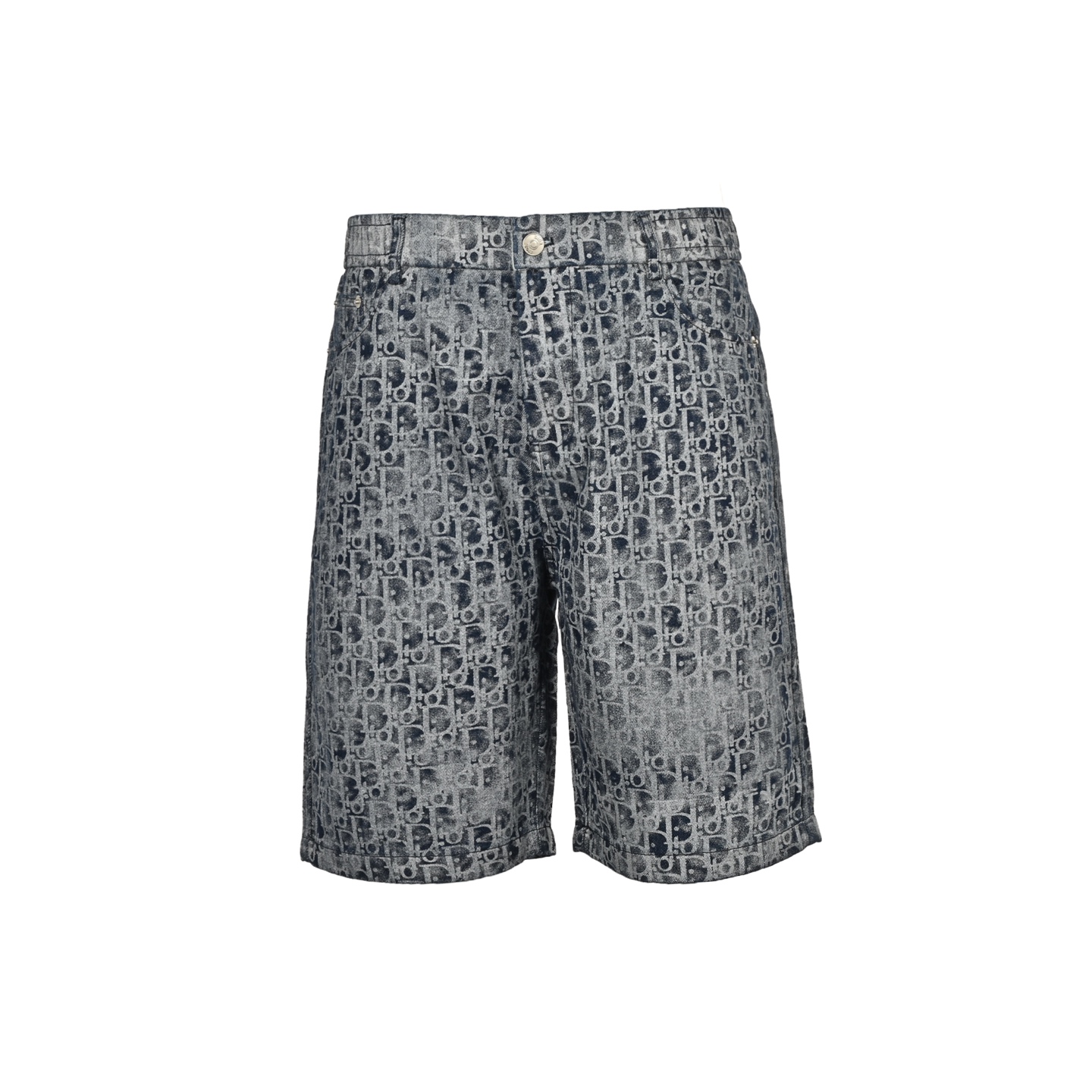 Dior 25ss jacquard all-over print distressed denim shorts