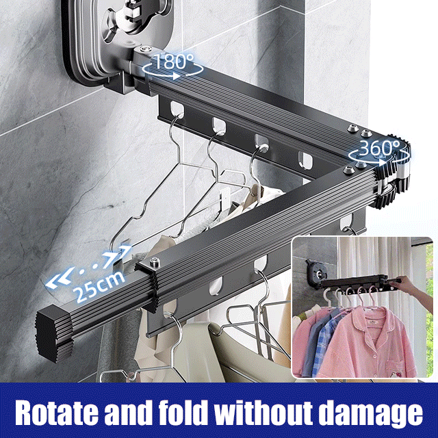 [Ready to use] Suction Cup Wall Mount Folding Clothes Drying Rack