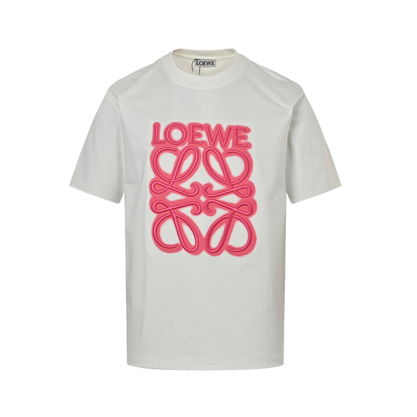 Loewe fluorescent pink logo embroidered short sleeves