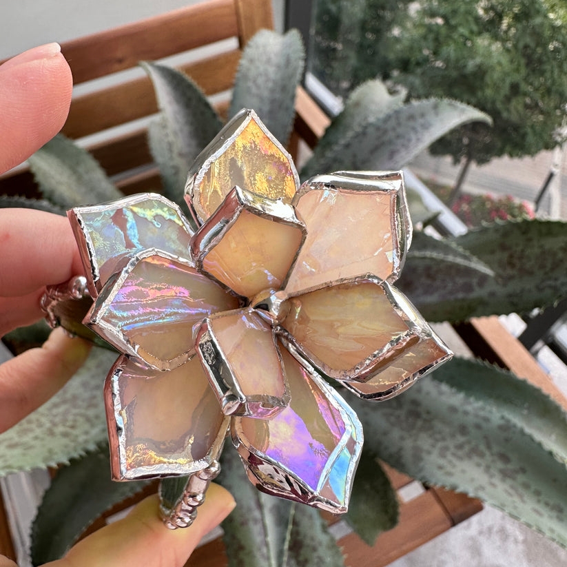 🌵🌈 Handmade Stained Glass Cactus Flower