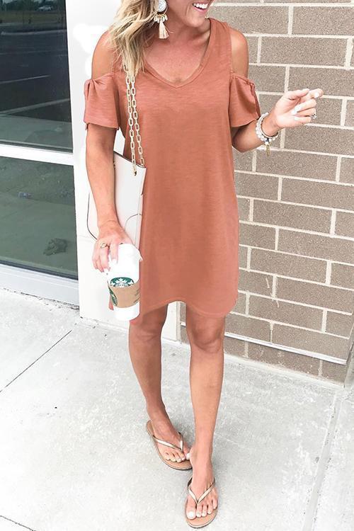 Heididress V Neck Cold Shoulder Casual Dress