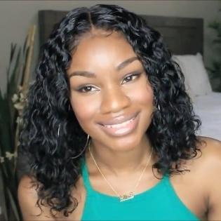Luna A30 Women Curly Shoulder Length Afro Hair Wig without Bangs